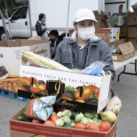 Woman, food donations